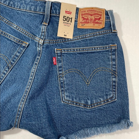 Levi’s 501 high rise shorts medium jive wash Sz 26 - Picture 13 of 14